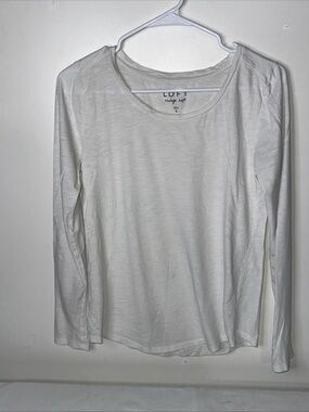 Ann Taylor White Long Sleeve Scoop Neck Top